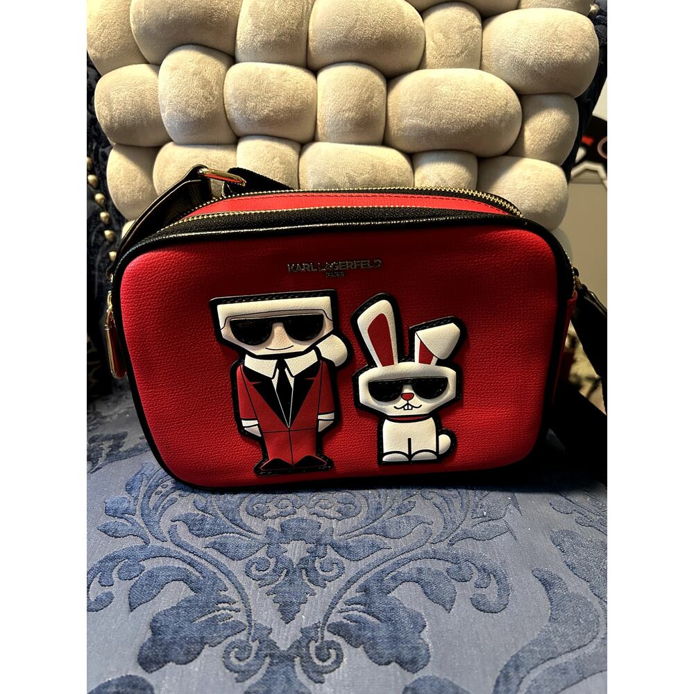 Karl Lagerfled Paris Red Leather Lunar New Year Maybelle Camera Bag